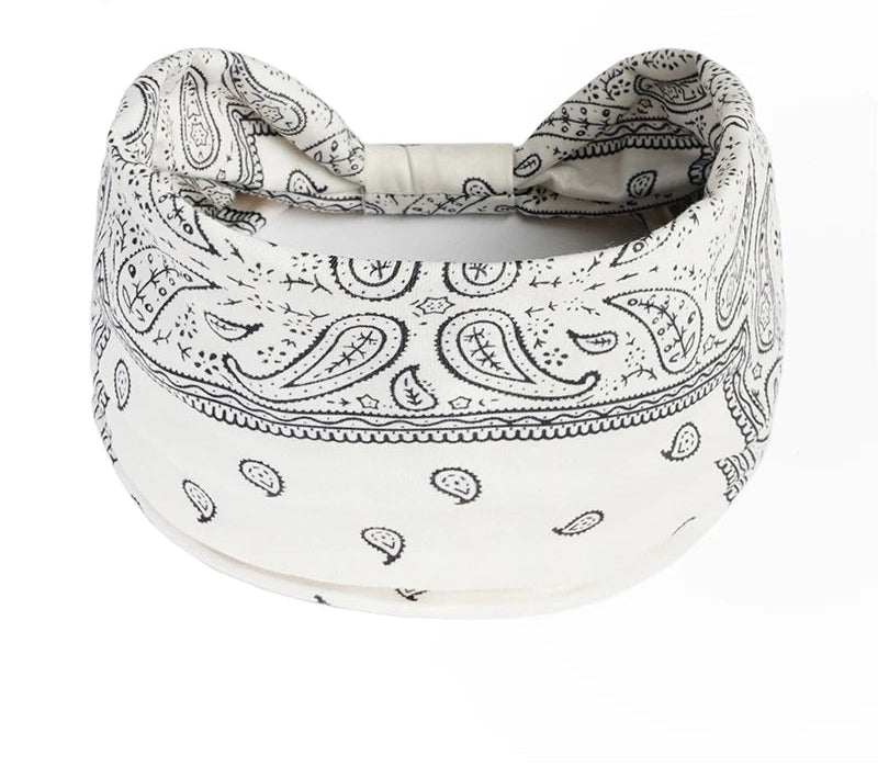 bandeau cheveux motif bandana blanc