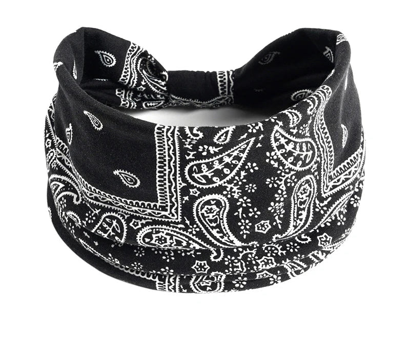 bandeau cheveux motif bandana noir