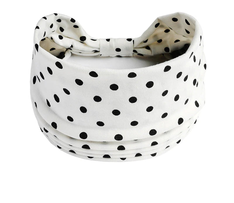 bandeau cheveux motif pois blanc