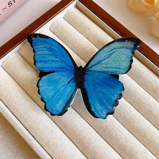 barrette cheveux papillon bleu