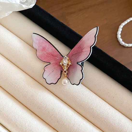 barrette cheveux papillon rose