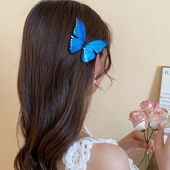 barrette cheveux papillons elegance durable bleu