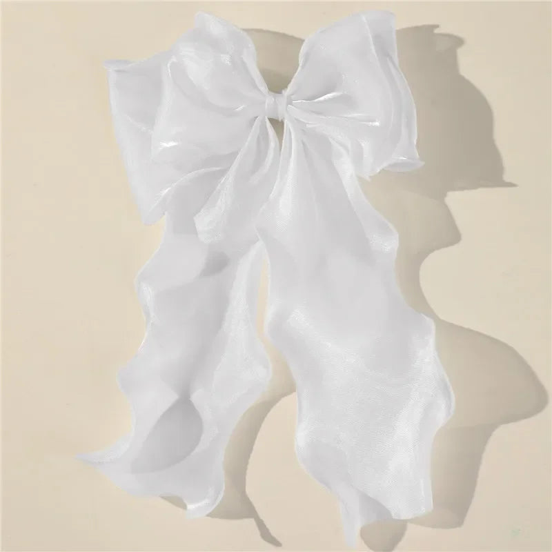 barrette cheveux satin blanche