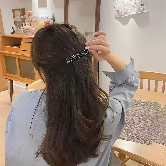 barrette cheveux strass noire