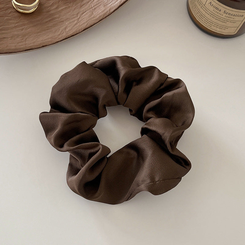 elastique cheveux satin marron