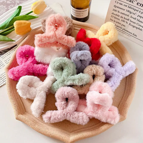ensemble de pince cheveux matiere peluche
