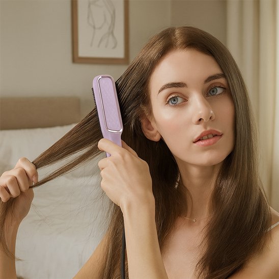 lissage avec brosse a cheveux chauffante
