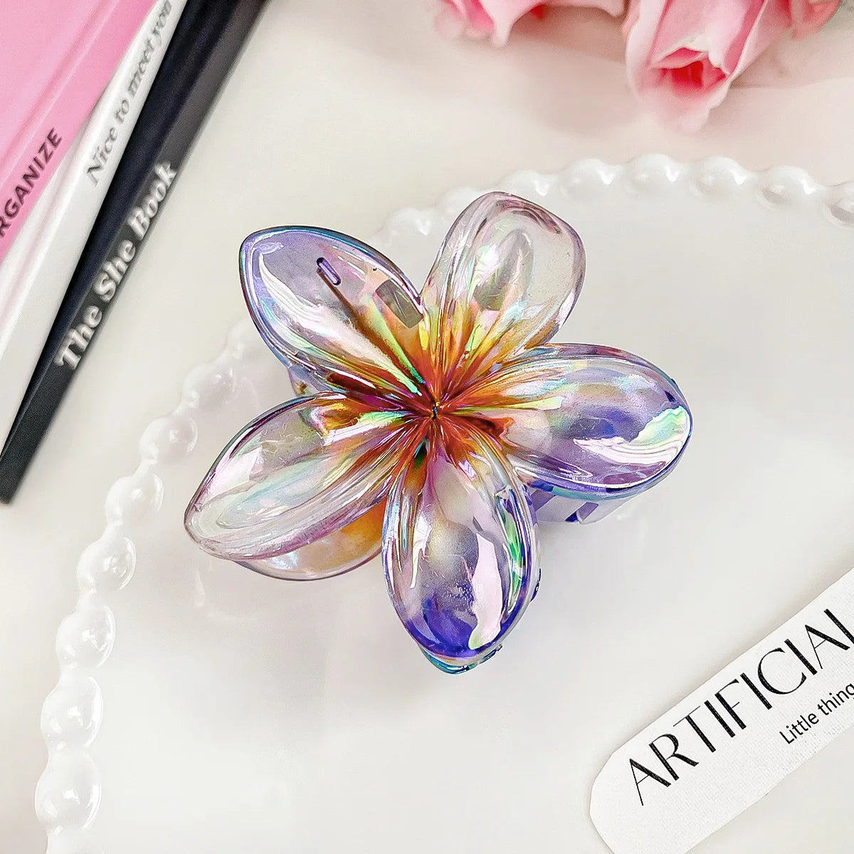 pince cheveux fleur violet