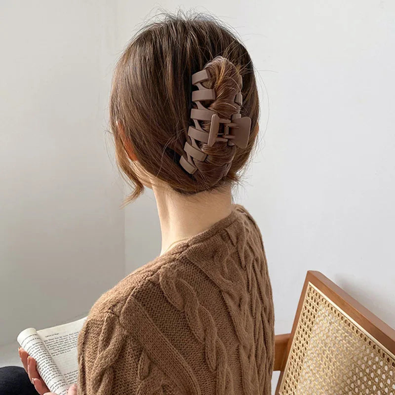pince cheveux large marron