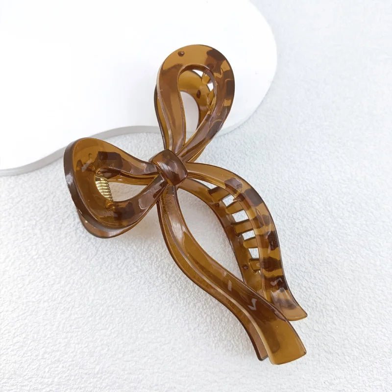 pince cheveux noeuds marron transparent
