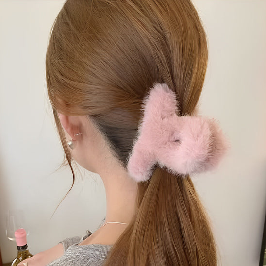 pince cheveux peluche couleur rose
