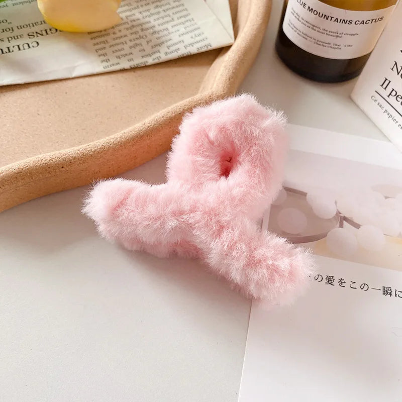 pince cheveux peluche rose