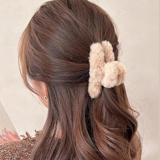 pince cheveux peluche beige