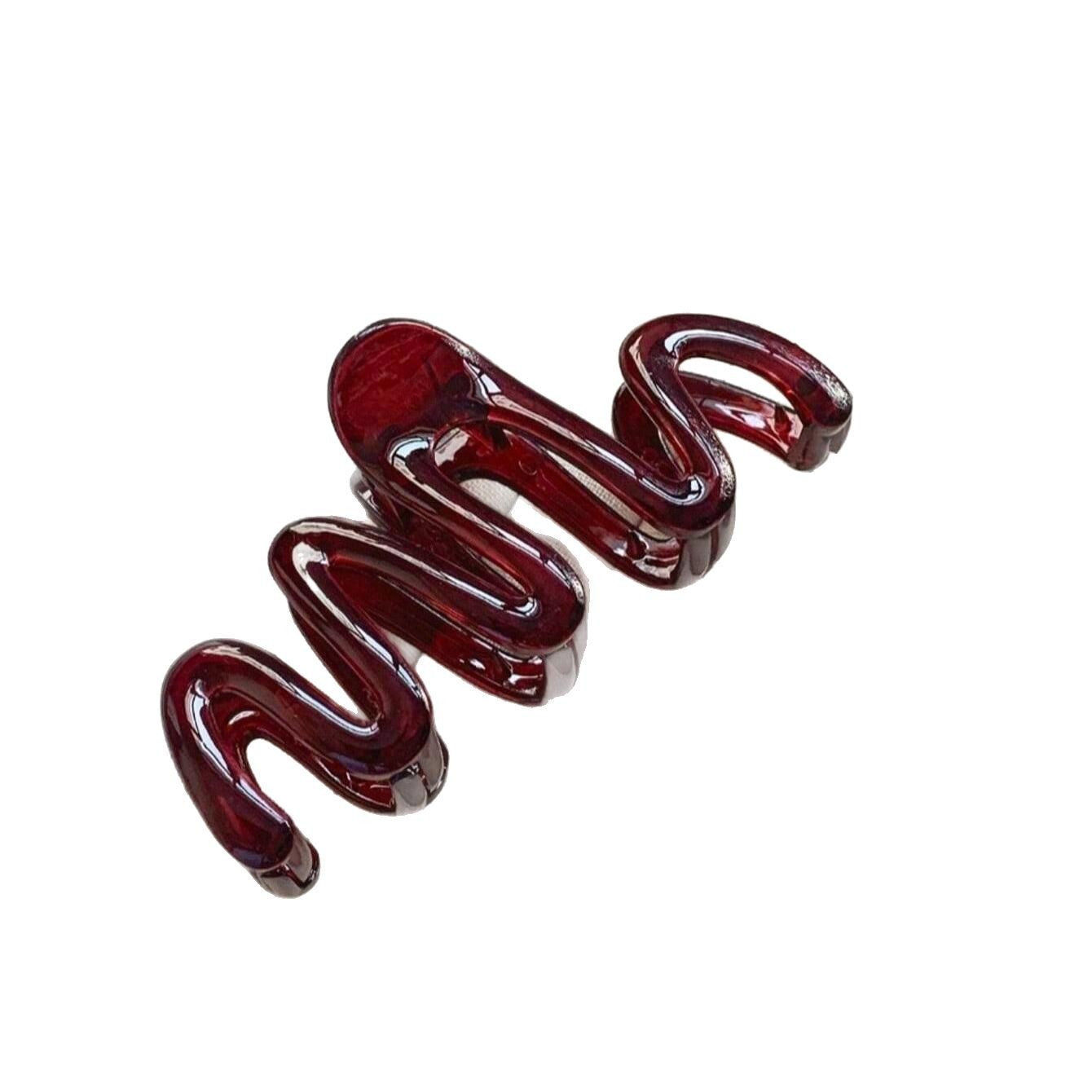 pince cheveux vague rouge fonce transparente