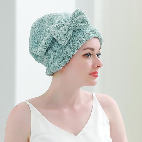 serviette cheveux verte