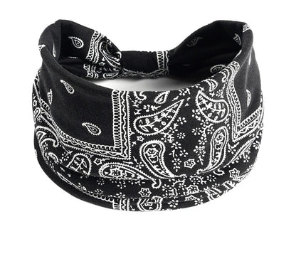 bandeau cheveux motif bandana noir