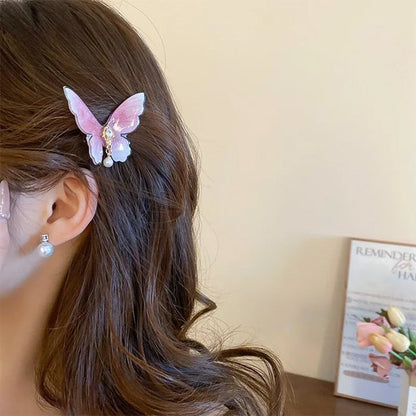 barrette cheveux papillon elegance durable rose