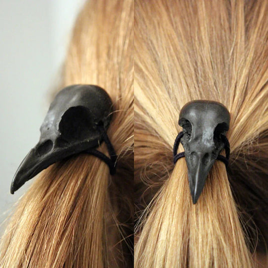 couettes accessoire cheveux élastique crane corbeau