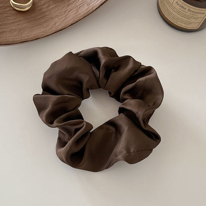 elastique cheveux satin marron