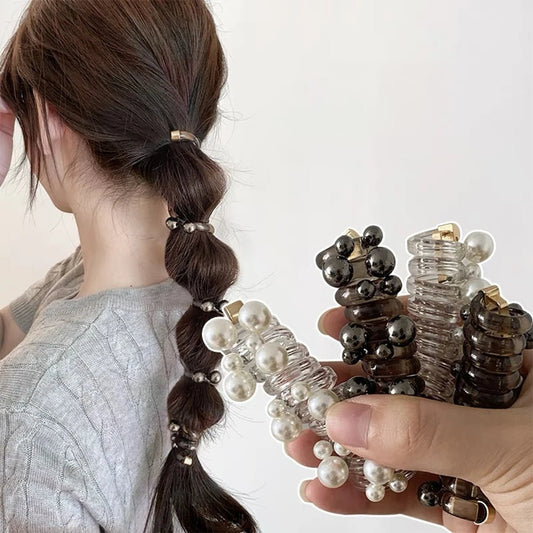 Elastique Cheveux Spirale à Perles | Élégance - Coiffure et Style