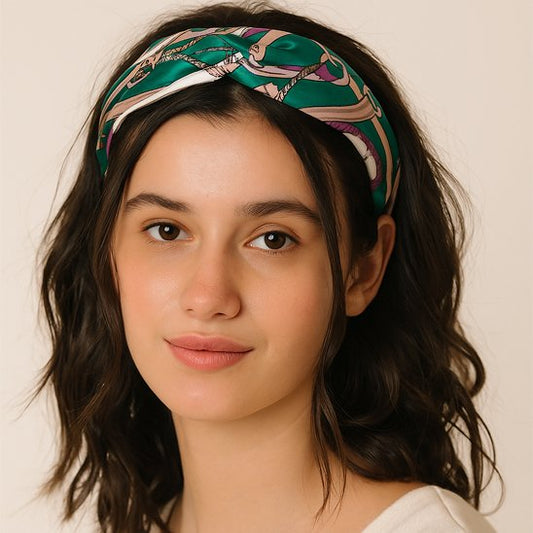 femme coiffee avec bandeau cheveux ethnique vert